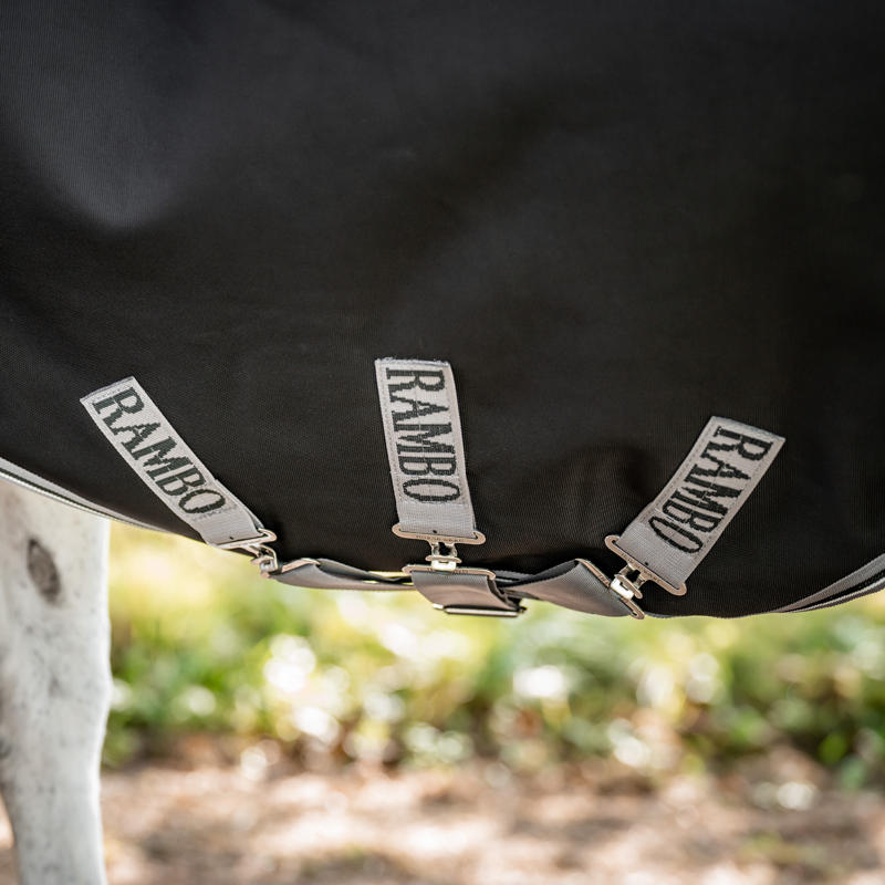 Horseware Rambo 1000D Wug Turnout 400g Heavy in Black/Thunderstorm Grey/Silver-5